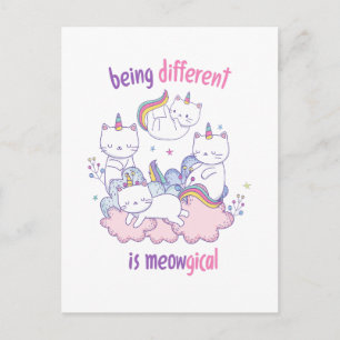 Carte Postale Être différent est miauleux Licorne chat drôle
