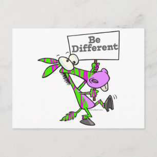 Carte Postale être différent zèbre funky patron âne