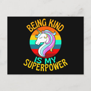 Carte Postale Être Gentil Est Mon Superpower Unicorn Fan