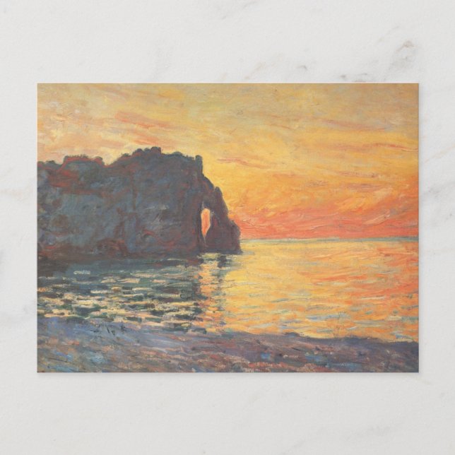Carte Postale Etretat, falaise de ` Aval, coucher du soleil - (Devant)