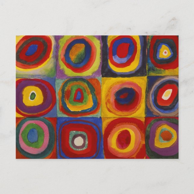 Carte Postale Étude de couleur des cercles Carré par Kandinsky (Devant)