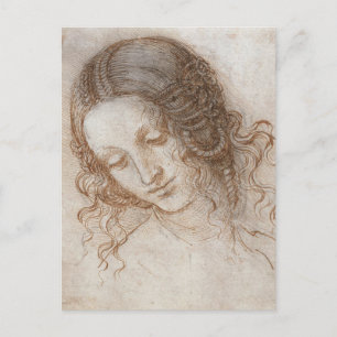 Carte Postale Étude de Léonard de Vinci pour la tête de Léda