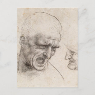 Carte Postale Étude des deux chefs de guerriers par Léonard de V