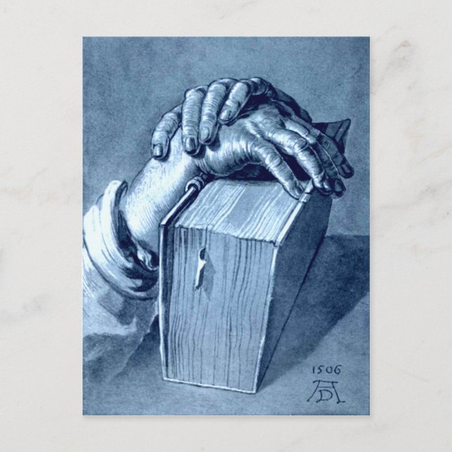 Carte Postale Étude des mains avec la Bible - Durer (Devant)