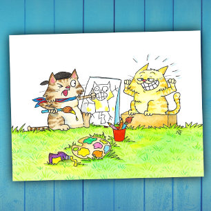 Carte Postale Étudiant Cat Art