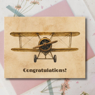 Carte Postale Étudiant Pilote Premier Solo Congrats d'avion Vint
