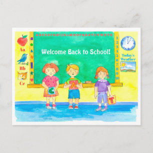 Carte Postale Étudiants Salle De Classe Bienvenue Retour À L'Éco