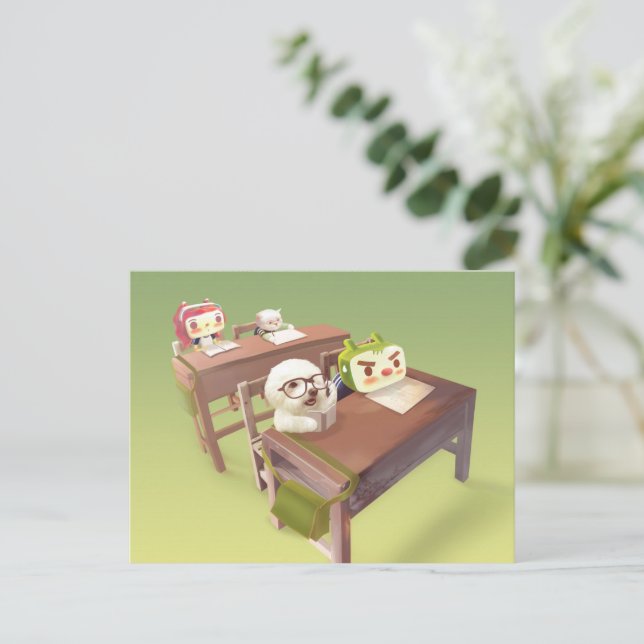 Carte Postale Étudier dur (Debout devant)