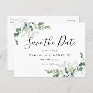 Carte Postale Eucalyptus Aquarelle Mariage Enregistrer La Date
