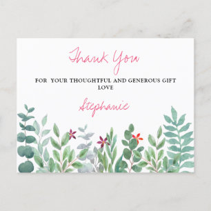 Carte Postale Eucalyptus Baby shower de verdure Merci Postca