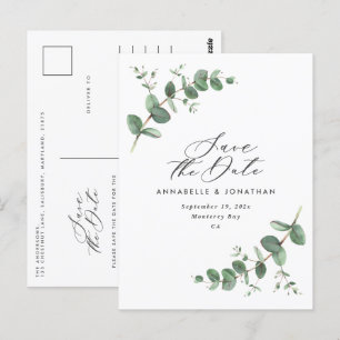 Carte Postale Eucalyptus élégant mariage moderne enregistrer la 