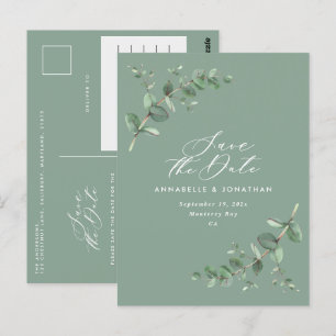 Carte Postale Eucalyptus élégant mariage vert enregistrer la dat