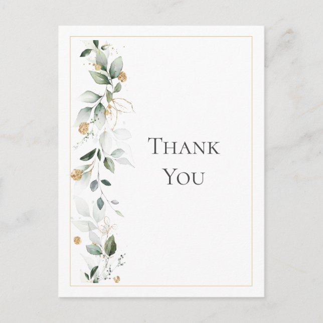 Carte Postale Eucalyptus Floral Merci Mariage or (Devant)