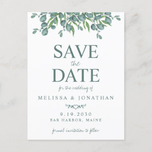 Carte Postale Eucalyptus Foliage Verdure Mariage Enregistrer La