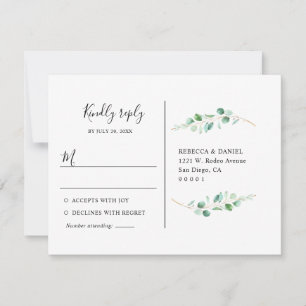 Carte postale Eucalyptus Géométrique Vert Rsvp
