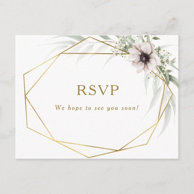 Carte postale Eucalyptus Gold Geometry Wedding RSV (Devant)