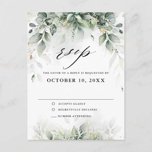 Carte Postale Eucalyptus Greenery Gum Mariage botanique RSVP (Devant)