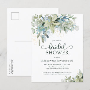 Carte Postale Eucalyptus Joli Script Bridal Douche Invitation
