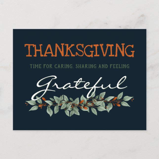 Carte Postale Eucalyptus moderne se sentant Gratuit Thanksgiving (Devant)