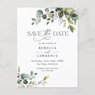 Carte Postale Eucalyptus rustique Mariage vert Enregistrer la da