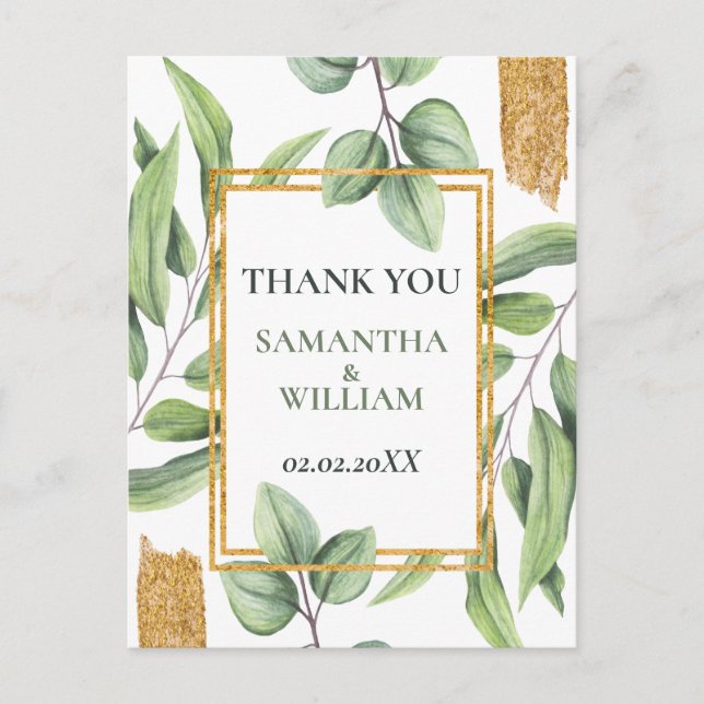 Carte Postale Eucalyptus rustique Verdure Mariage succulent (Devant)
