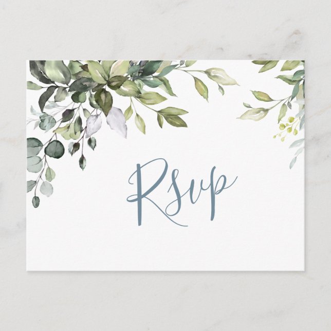 Carte Postale Eucalyptus Verdure Aquarelle Mariage RSVP (Devant)