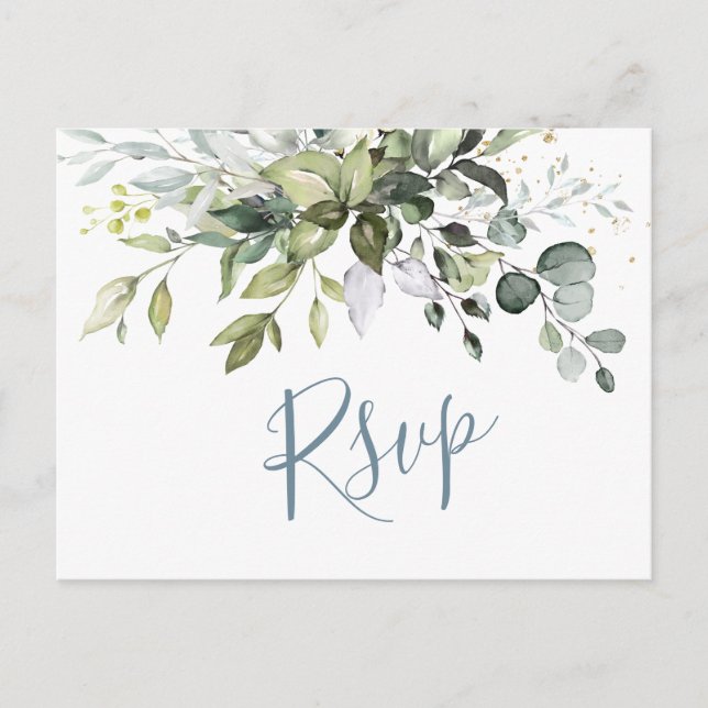 Carte Postale Eucalyptus Verdure Aquarelle Mariage RSVP (Devant)