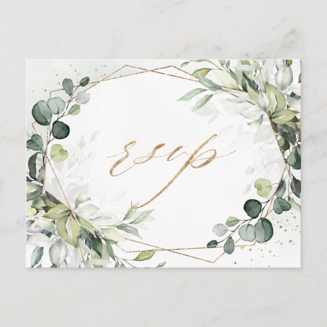 Carte Postale Eucalyptus Verdure Moderne Mariage géométrique RSV (Devant)