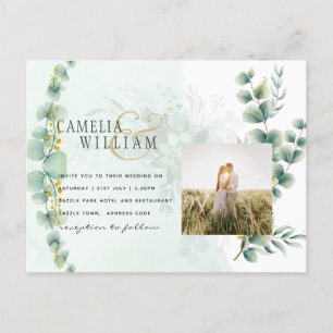 Carte Postale Eucalyptus Verdure Or MARIAGE QR CODE Moderne