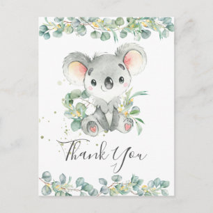 Carte Postale Eucalyptus Vert Cute Koala Merci d'anniversaire