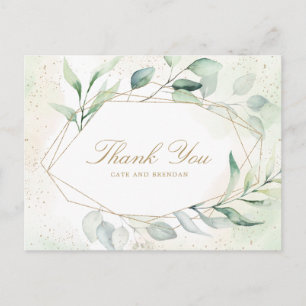 Carte Postale Eucalyptus Vert Merci Mariage géométrique
