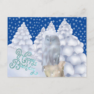 Carte Postale Eule im Schnee