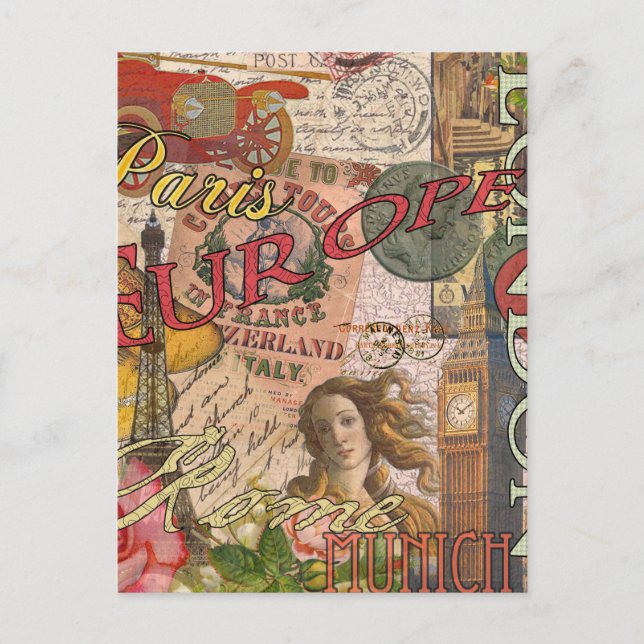Carte Postale Europe Travel Vintage (Devant)
