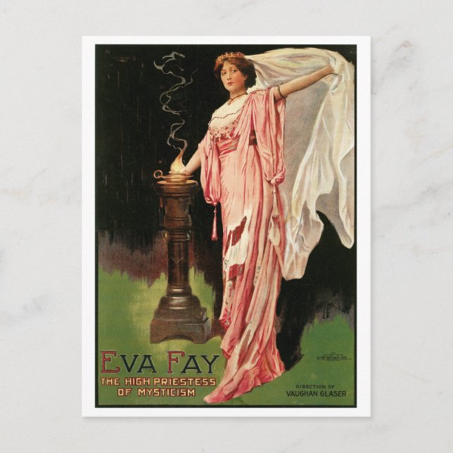 Carte Postale Eva Fay ~ La Haute Prêtre de la Magie du Mysticism (Devant)