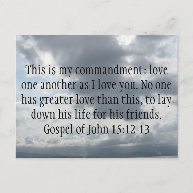 Carte Postale Évangile de Jean 15:12-13 (Devant)