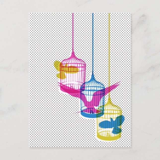 Carte Postale Évasion de la cage d'oiseaux (Devant)