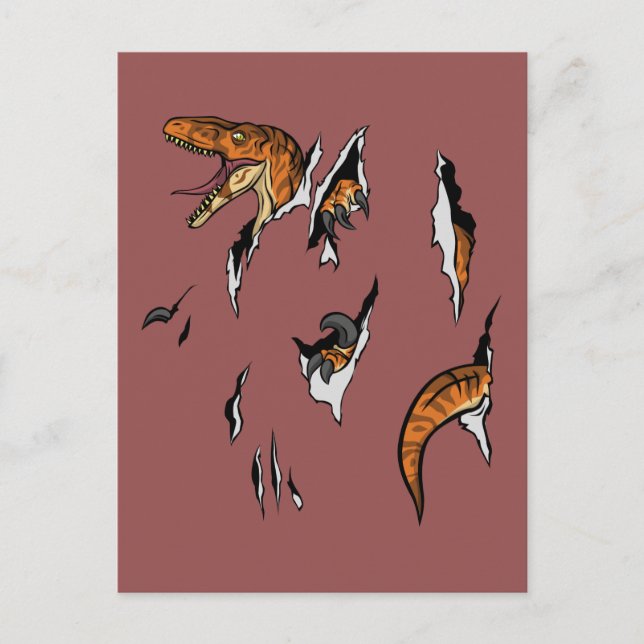 Carte Postale Évasion de vélociraptor (Devant)