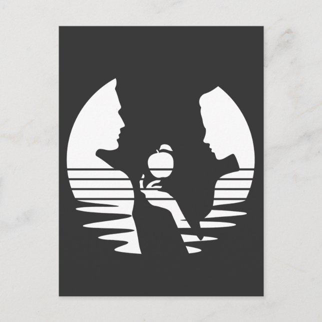 Carte Postale Eve Met Une Pomme À Adam, Version Blanche 2/3 (Devant)