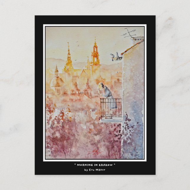 Carte Postale EVE Peint Matin à Cracovie, Pologne Imprimer photo (Devant)