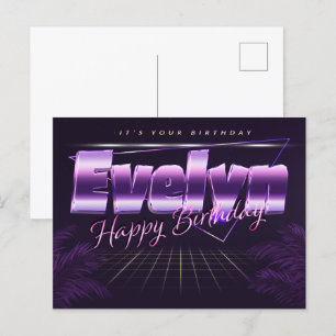 Carte Postale Evelyn Name Prénom lila Date de naissance de la ca