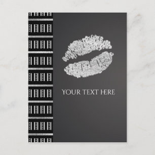 Carte Postale Événement Black White Dot & Faux Silver Shimmer Li