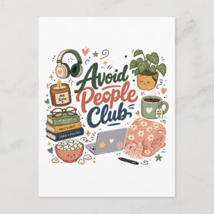 Carte Postale Éviter les gens Club Ambiance Introverti Cosy