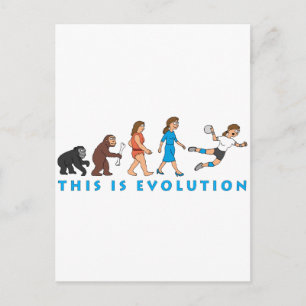 Carte Postale évolution femme handball joueur bande dessinée