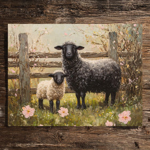 Carte Postale Ewe et agneau Printemps