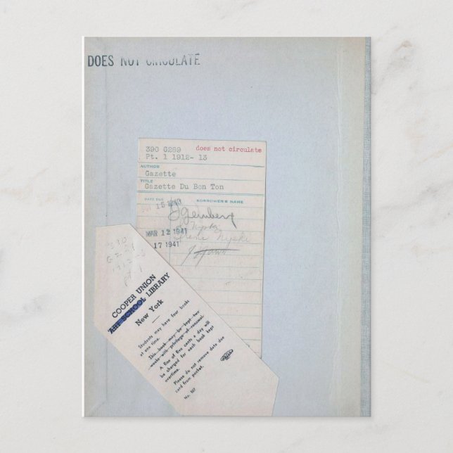 Carte Postale Ex Library Checkout Card pour les lecteurs et les  (Devant)
