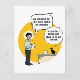 Carte Postale Examen de performance drôle de chat de bureau humo