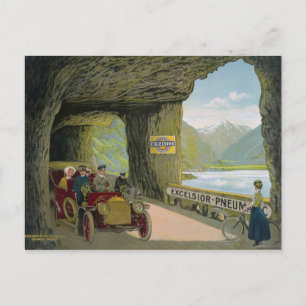 Carte Postale Excelsior vintage-pneumatique automobile et vélo