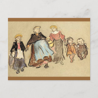 Carte Postale Excursion - Enfants, Femmes, - Motif Vintage