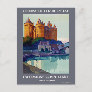 Carte Postale Excursions en Bretagne France Poster vintage 1923