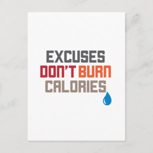 Carte Postale Excuses Ne pas brûler les calories Motivationnel